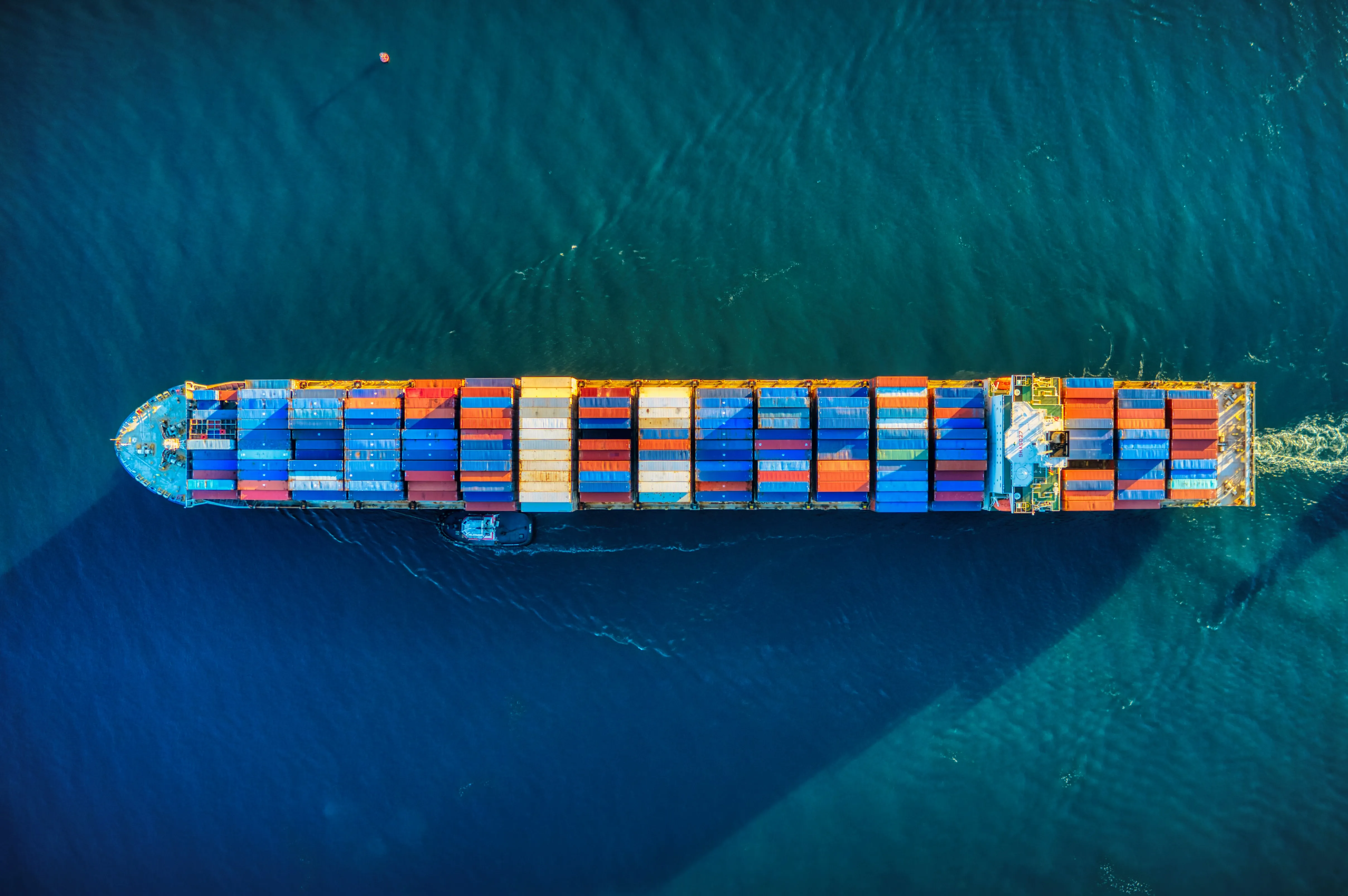 A cargo ship on the ocean
